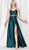 Emerald lace-up back corset ballgown with split - Image 1