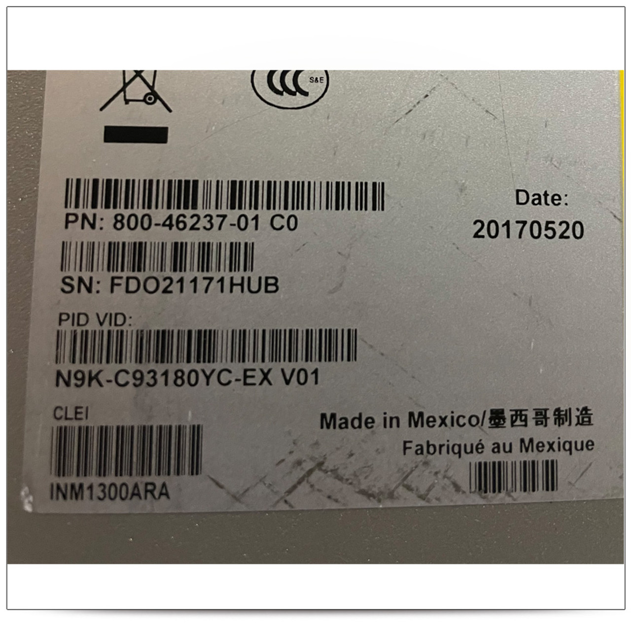 Cisco N9K-C93180YC-EX Nexus 9300 with 48p 10/25G SFP+ and 6p 100G QSFP28, Dual 650W PS