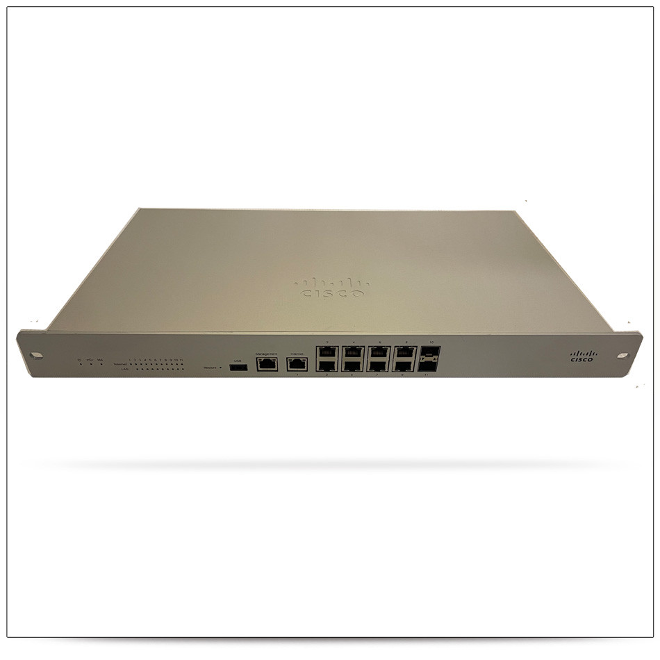 Meraki MX100-HW Security Appliance, (9)-RJ45 GE ports, 750MBPS