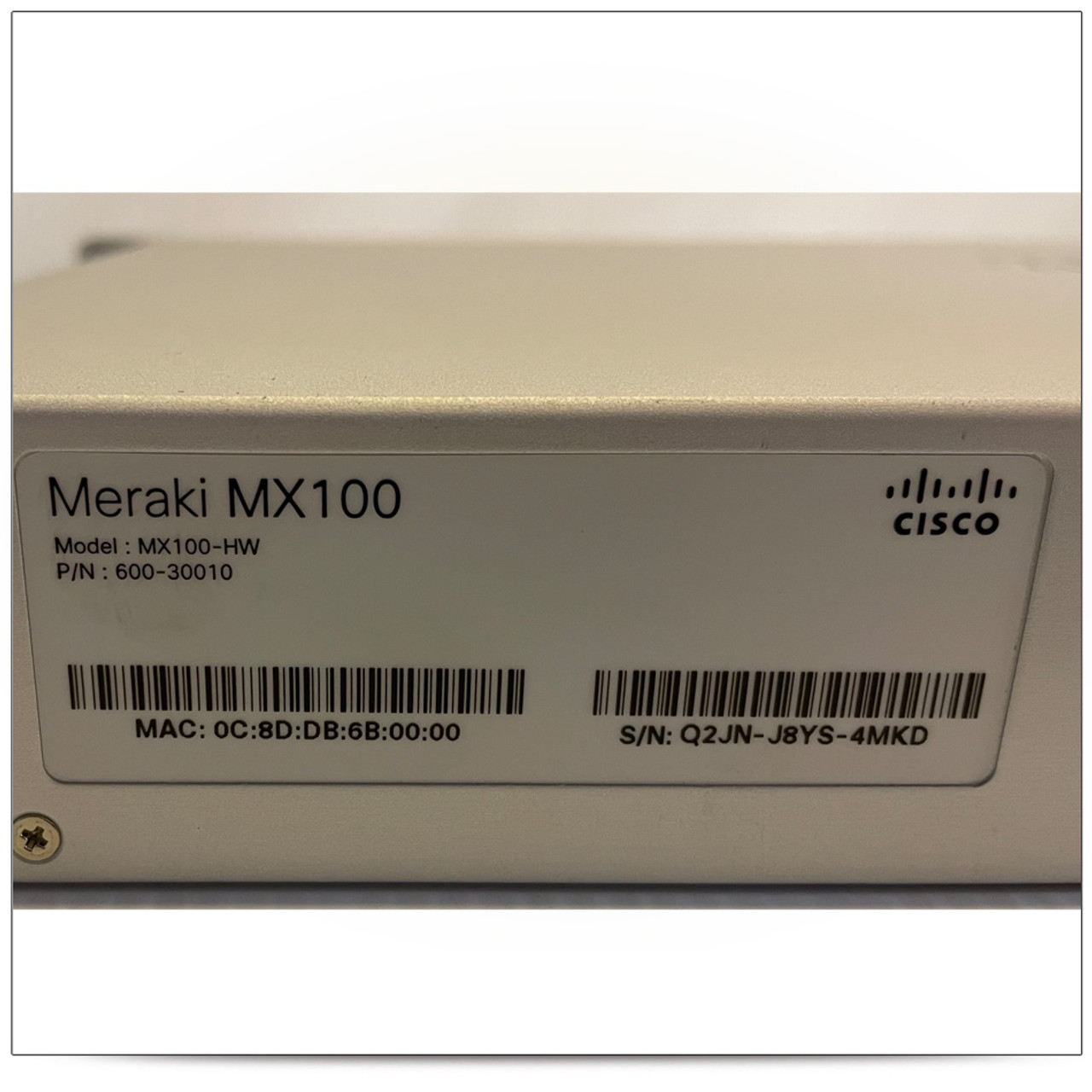 Meraki MX100-HW Security Appliance, (9)-RJ45 GE ports, 750MBPS 