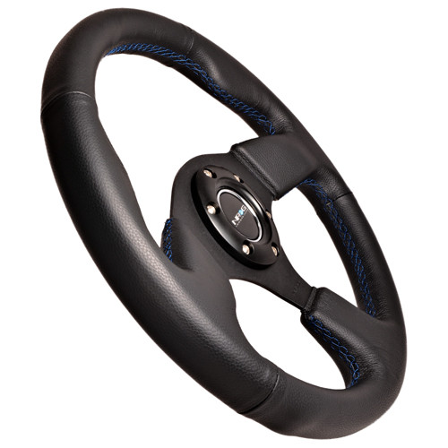 320mm Sport Leather Steering Wheel w/ Blue stitch