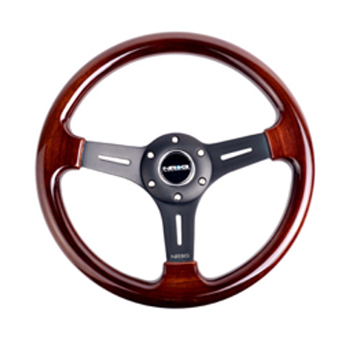 Classic Wood Grain Wheel, 330mm, 3 spoke center in matte black