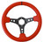 350mm Sport Steering Wheel (3" Deep) Red Lthr w/ Blk Stitching w/Blk Strp