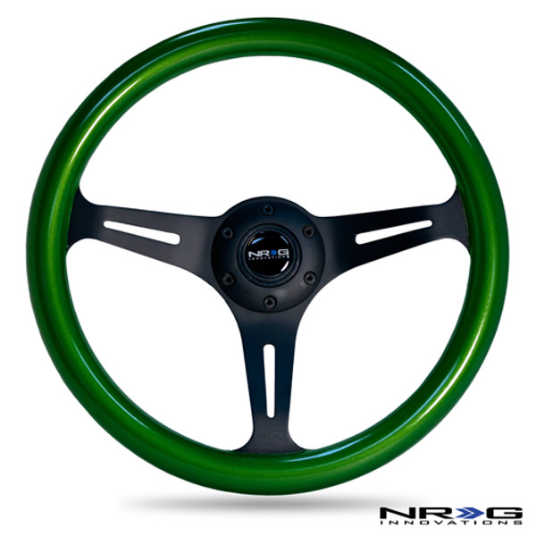 Classic Wood Grain Wheel, 330mm, 3 spoke center in black - Green