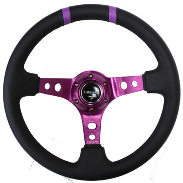 350mm Sport Steering Wheel (3" Deep) Purple w/ Purple Double Center Marking