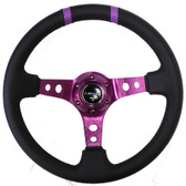 350mm Sport Steering Wheel (3" Deep) Purple w/ Purple Double Center Marking