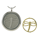 Round Necklace in Silver with Dragonfly
