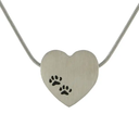 Heart Necklace, Pewter with Paws