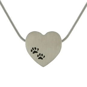 Heart Necklace, Pewter with Paws Heart Necklace, Pewter with Paws