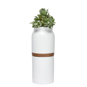 White Vega Vase Urn with Dark Wood, Medium