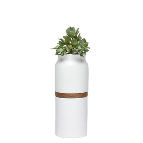White Vega Vase Urn with Dark Wood, Small