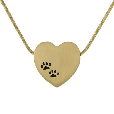 Heart Necklace, Bronze with Paws