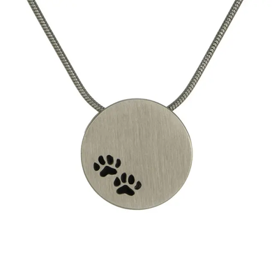 Round Necklace, Pewter with Paws