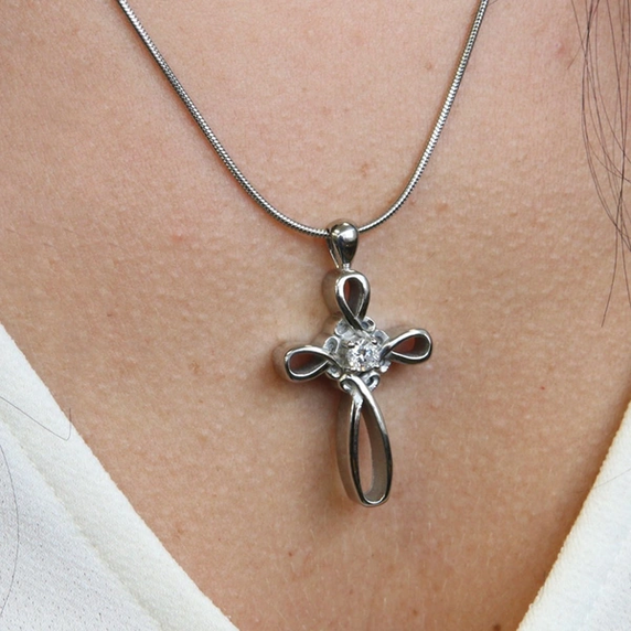 Infinity Cross Necklace, Stainless Steel