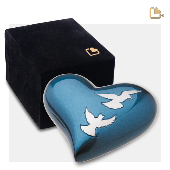 Blue Divine Flying Doves, Heart Keepsake