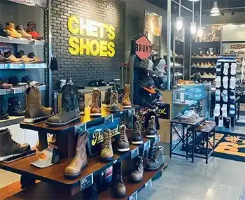 An interior image of theone of Chet's Shoes  retail stores