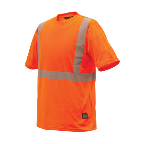 Work King #S3887 Men's Flourescent Orange Hi-Vis Segmented Short Sleeve T-Shirt (S-XL)