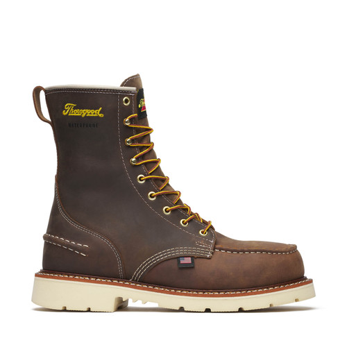Thorogood 1957 Series #804-3868 Men's 8" Waterproof 90 Degree Heel Steel Safety Moc Toe Work Boot