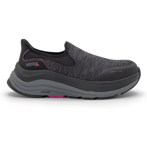 MegaComfort Delta #MC125 Women's Black/Fuchsia Step-N-Go Composite Safety Toe Slip-On Work Shoe