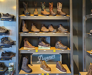 An image of a Danner work boots product display showcasing a variety of footwear options