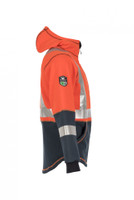 Elements Lightning Jacket, Side View, Flame Resistant Jacket, Orange Hi Vis Jacket, Built In Balaclava