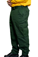 Wildland Brush Pant, angled view, modeled, wildland firefighting pant, green