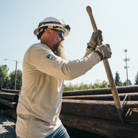 Pro Dry Tech LS Shirt, khaki heather, lifestyle, side view