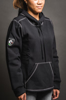 Women's Cyclone Hoodie, Angled View, Elements FR Hoodie, Flame Resistant Hoodie, Black