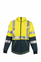 Elements Nova Jacket, Front View, Flame Resistant Jacket, Yellow Hi Vis Jacket, Hood Down