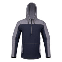 Elements Lite Surge Hoodie | Front View | Hood Up | Navy & Grey