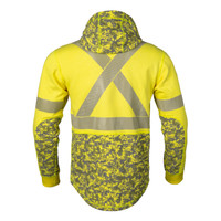Elements Cyclone Hoodie | IronShield Hi-Vis Yellow |  Back View | Hood Down