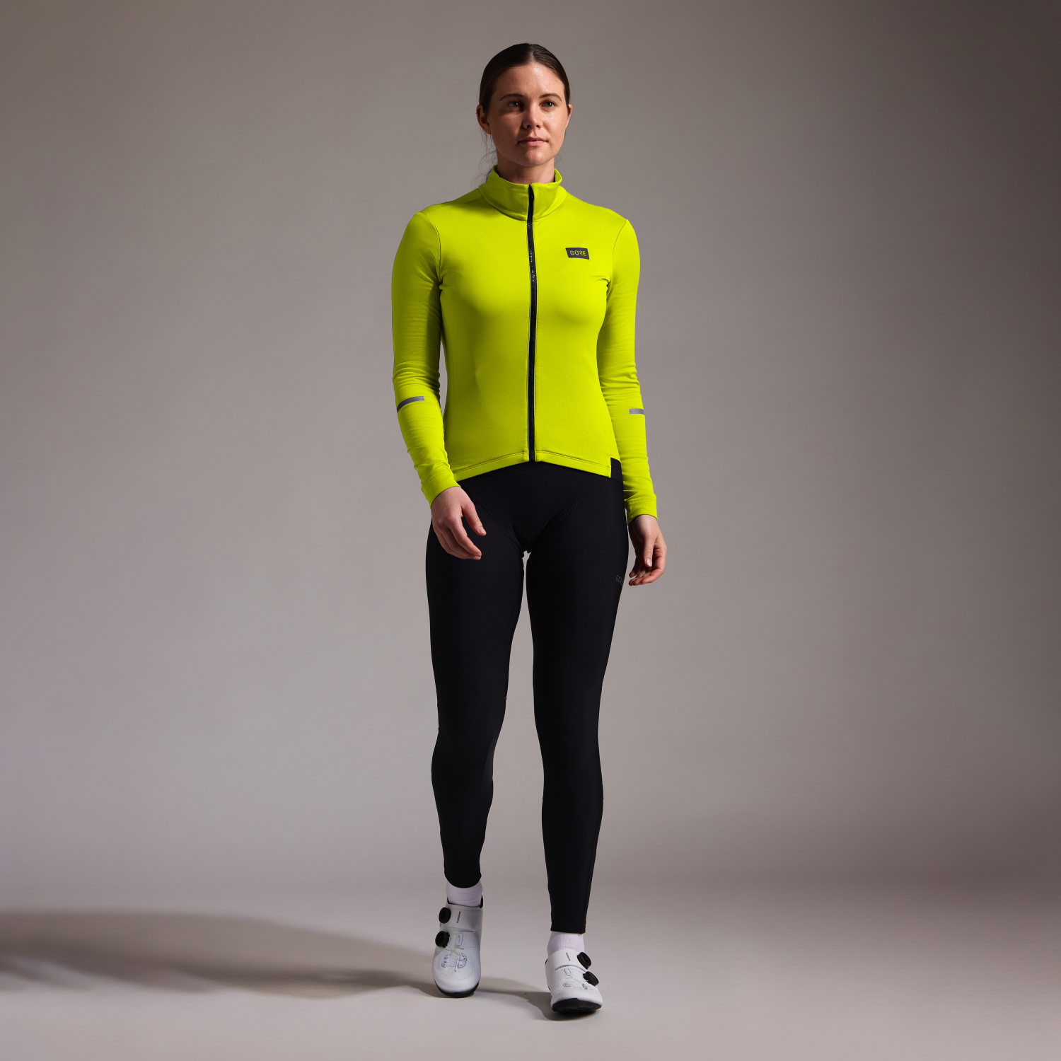 A product model is wearing the Progress Thermo Jersey Womens in size Small and is 173 cm / 5'8'' and weighs 65 kg / 143 lbs.