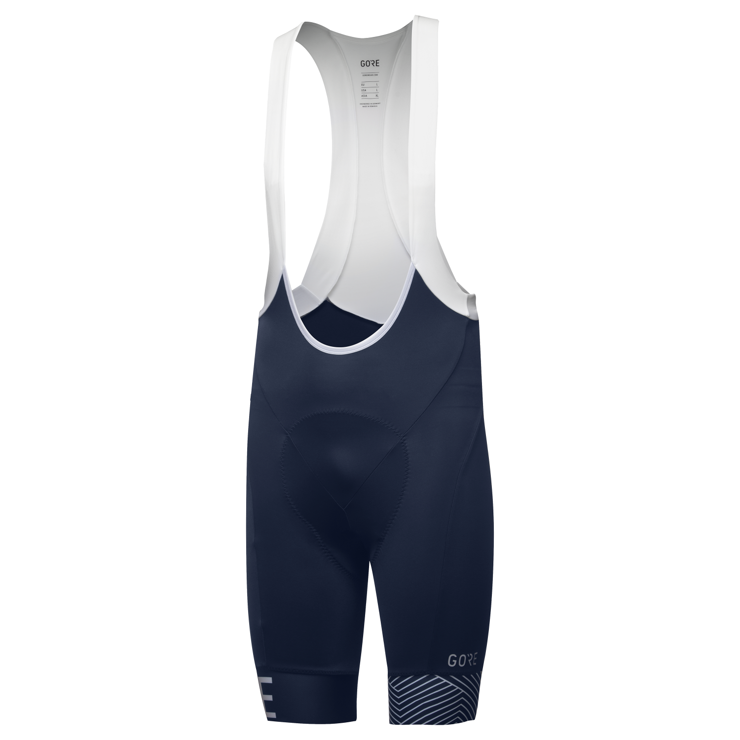 An image of the C5 Opti Bib Shorts+ being displayed without a product model wearing the product.