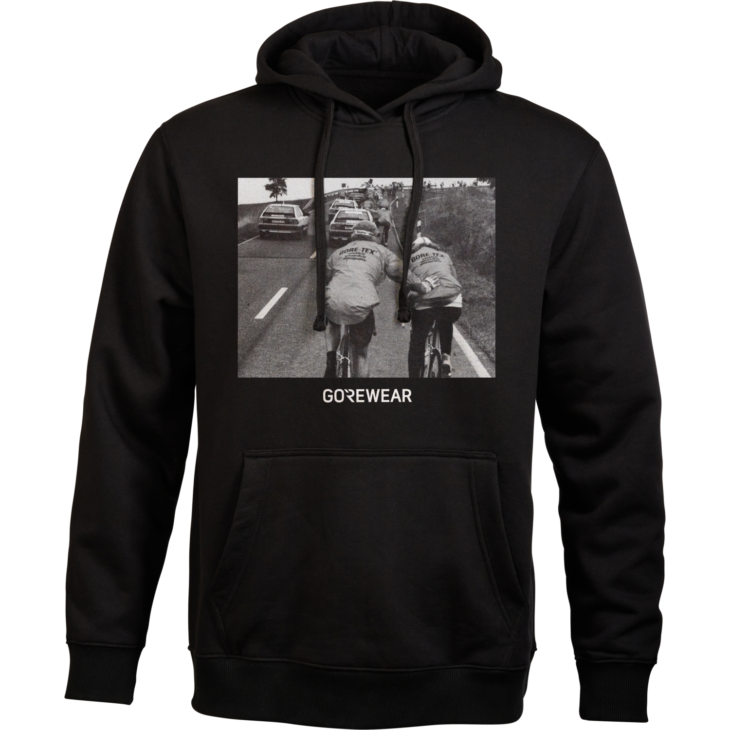 An image of the GOREWEAR Heritage Hoodie being displayed without a product model wearing the product.