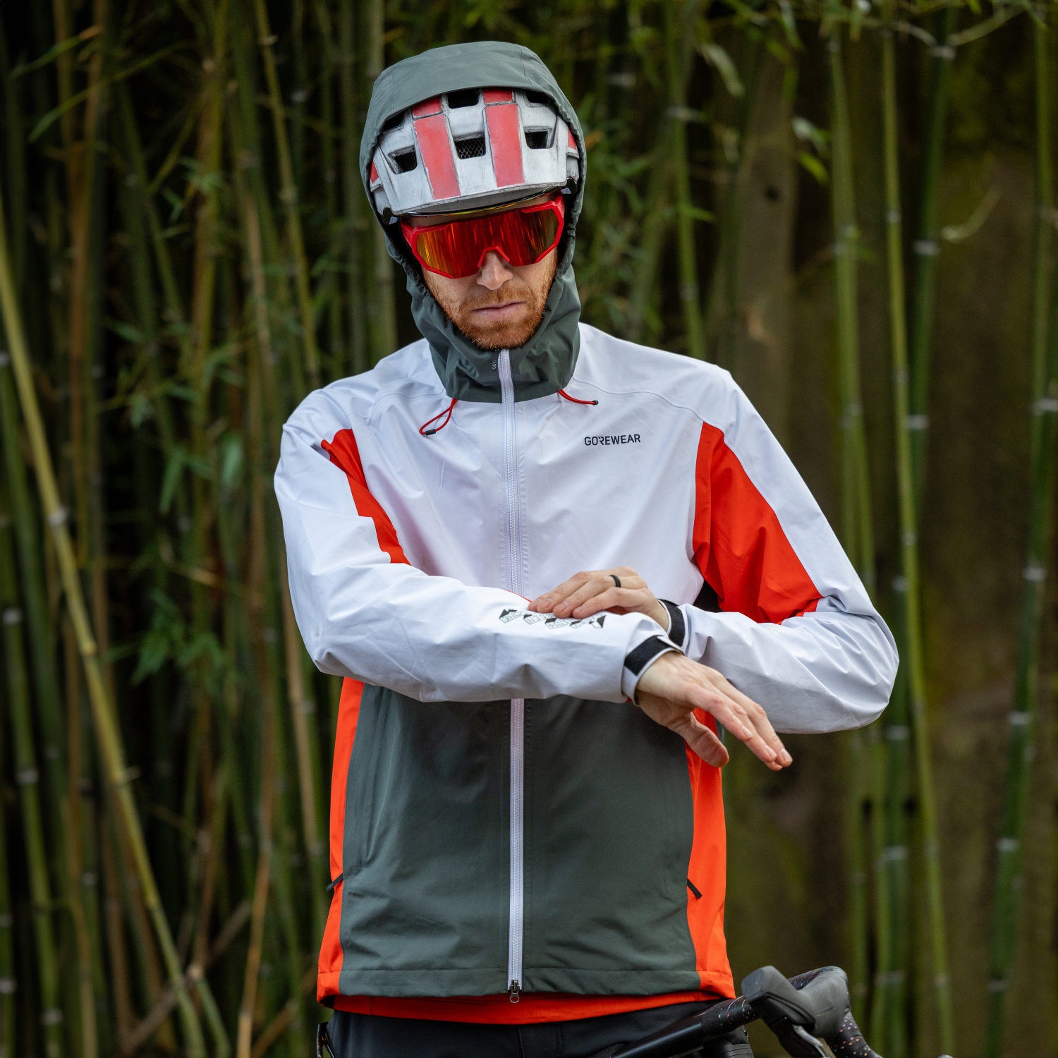 An image of the Dustin Klein x Endure GORE-TEX Jacket Mens being displayed without a product model wearing the product.