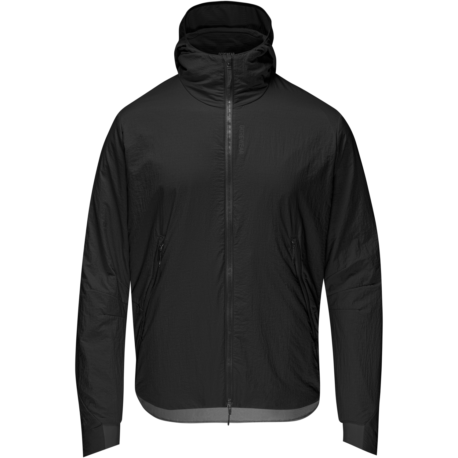 GOREWEAR CONCURVE WINDSTOPPER(R) Insulated Hooded Running Jacket Men's in Black | XS | Slim fit | Windproof