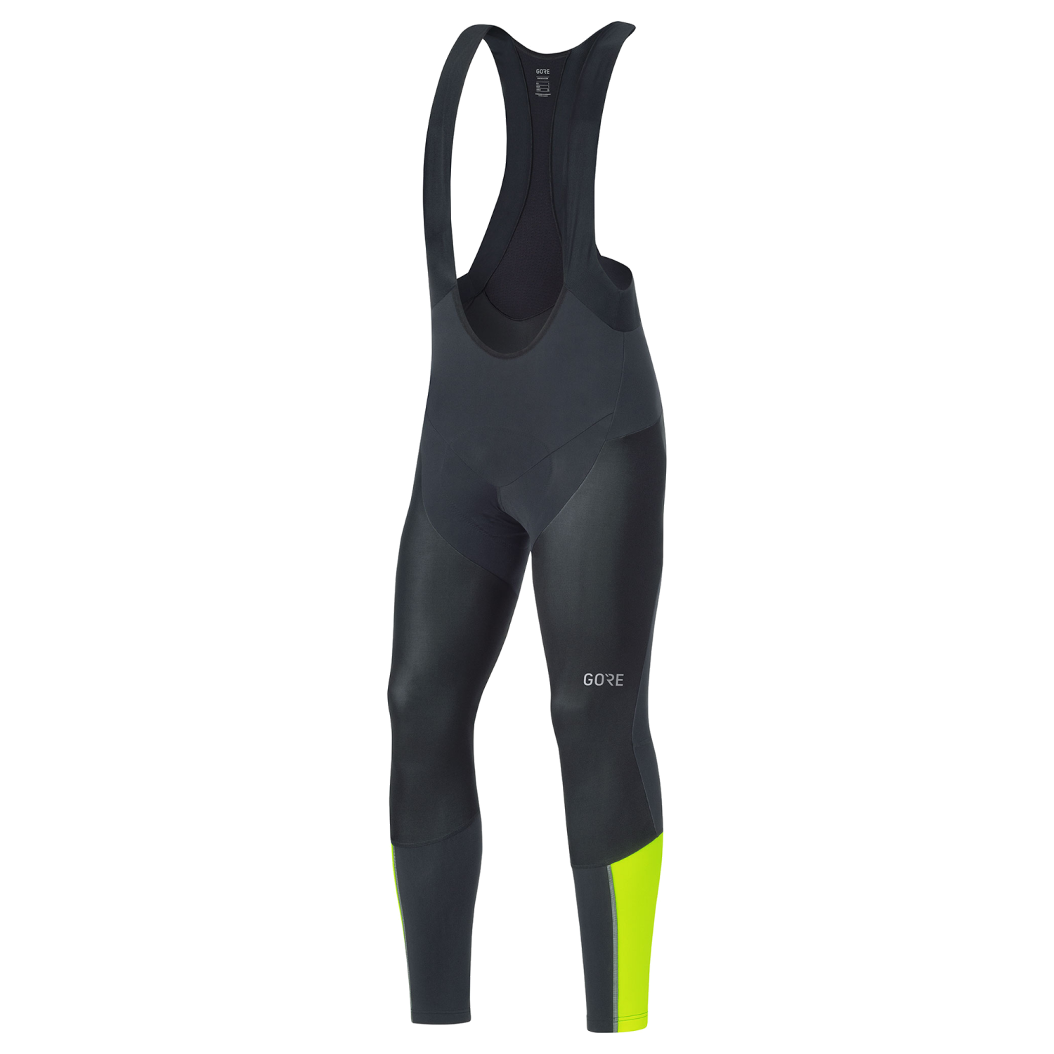 GOREWEAR Men's C7 Partial WINDSTOPPER(R) Pro Cycling Bib Tights+ in Black/Neon Yellow | XS | Form fit | Windproof