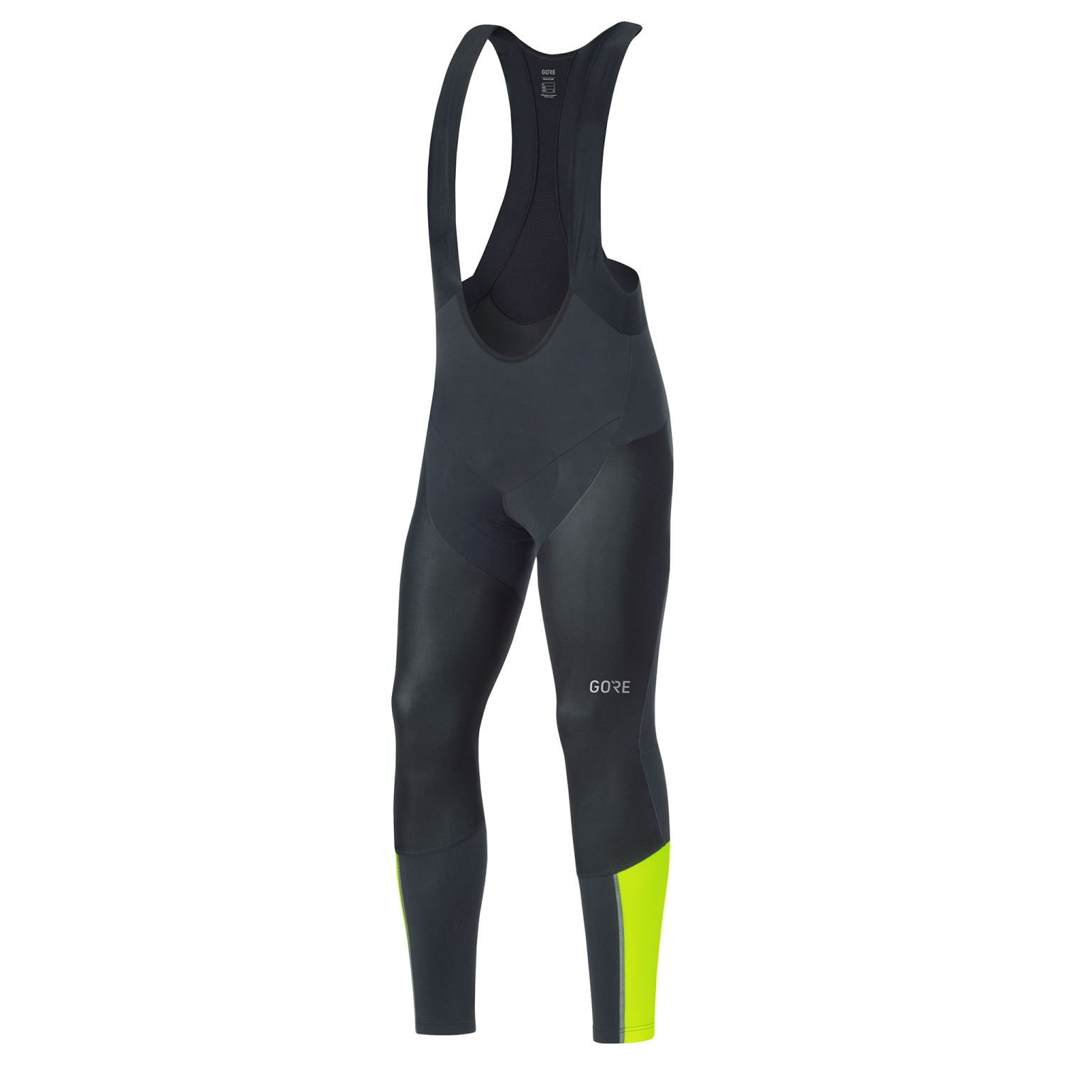 GOREWEAR Men's C7 Partial WINDSTOPPER(R) Pro Cycling Bib Tights+ in Black/Neon Yellow | XL | Form fit | Windproof