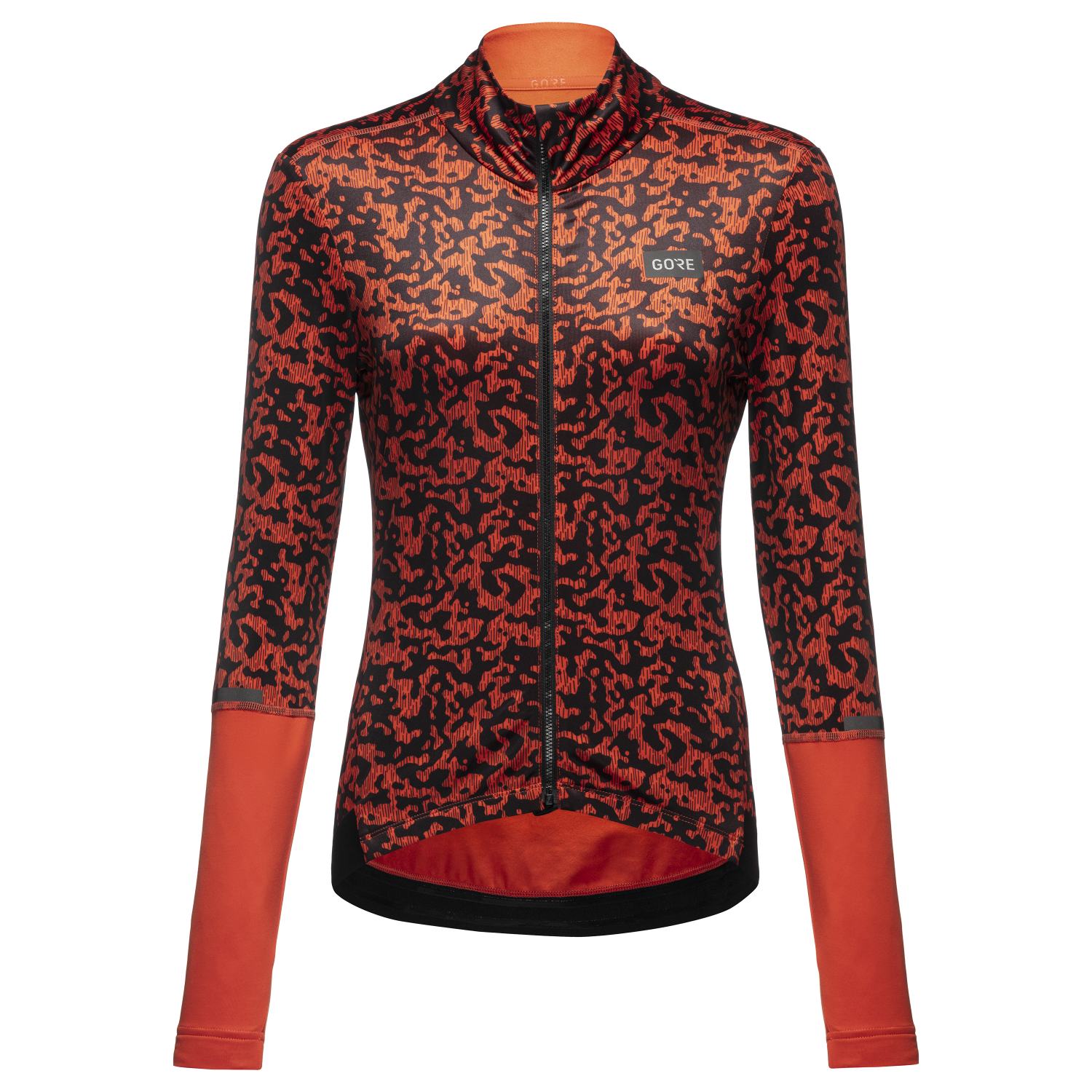 GOREWEAR Progress Thermo Rain Camo Cycling Jersey Women's in Fireball/Black | Large (12-14) | Form fit