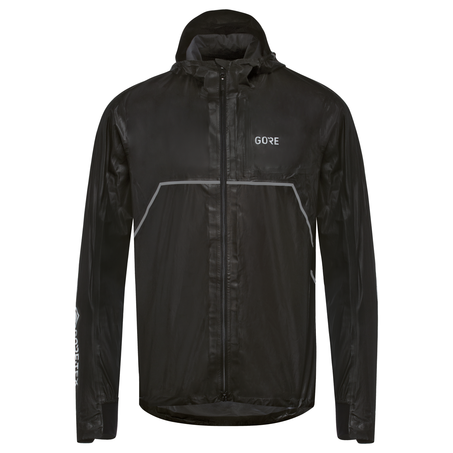 GOREWEAR Men's R7 GORE-TEX SHAKEDRY(TM) Trail Hooded Running Jacket in Black | Small | Regular fit | Waterproof