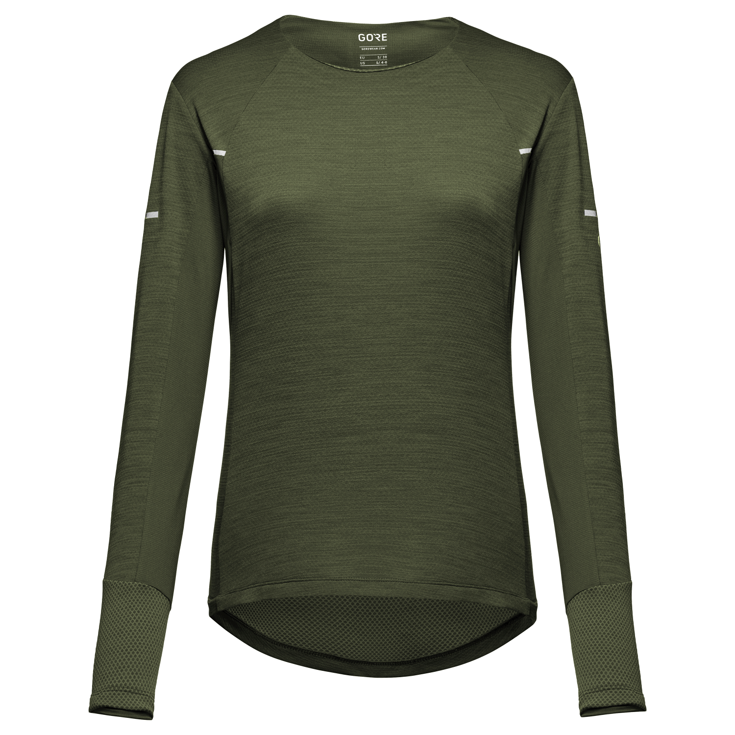 GOREWEAR Vivid Long Sleeve Running Shirt Women's in Utility Green | 2XS | Slim fit