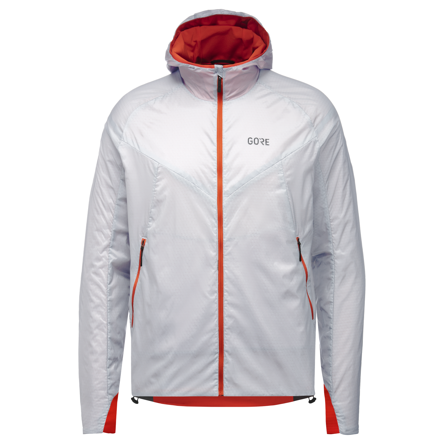 GOREWEAR Men's R5 GORE-TEX INFINIUM(TM) Insulated Running Jacket in White/Fireball | Medium | Slim fit | Windproof