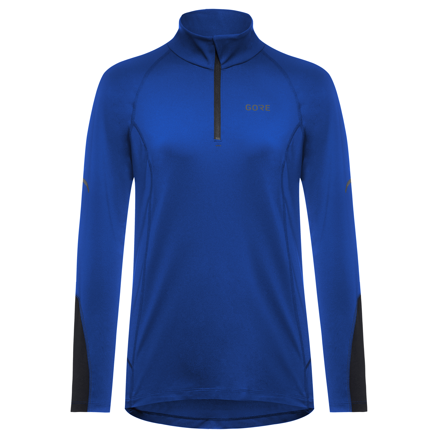 GOREWEAR Women's M Mid Long Sleeve Zip Running Shirt in Ultramarine Blue/Black | Large (12-14) | Slim fit