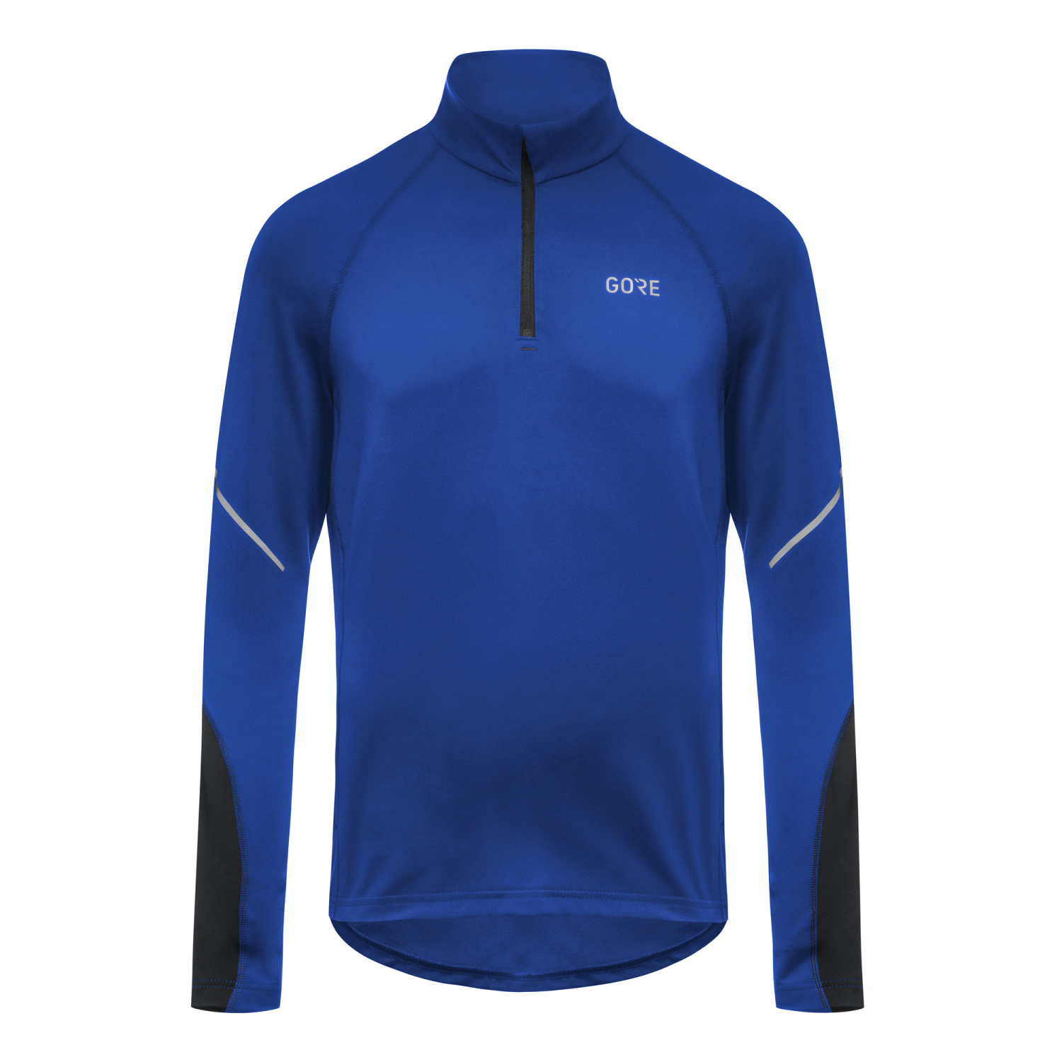 GOREWEAR Men's M Mid Long Sleeve Zip Running Shirt in Ultramarine Blue/Black | Small | Slim fit