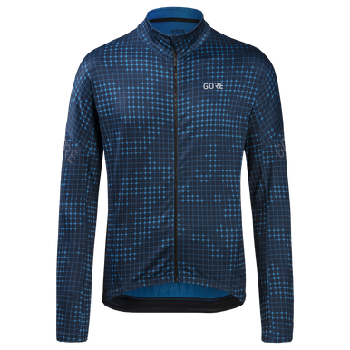 GOREWEAR Progress Thermo Grid Camo Cycling Jersey Men's in Sphere Blue/Orbit Blue | XS | Slim fit