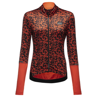 GOREWEAR Progress Thermo Rain Camo Cycling Jersey Women's in Fireball/Black | 2XS | Form fit