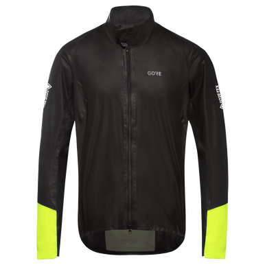 GOREWEAR Men's C5 GORE-TEX SHAKEDRY(TM) 1985 Viz Cycling Jacket in Black/Neon Yellow | XS | Slim fit | Waterproof