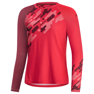 GOREWEAR C5 Women's Trail Long Sleeve Cycling Jersey in Hibiscus Pink/Chestnut Red | 2XS | Regular fit