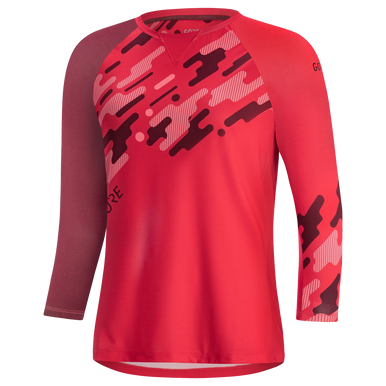 GOREWEAR C5 Women's Trail 3/4 Cycling Jersey in Hibiscus Pink/Chestnut Red | 2XS | Regular fit | Moisture Wicking