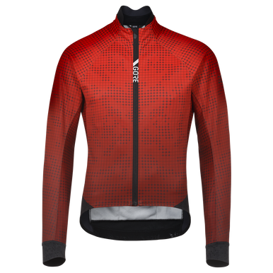 GOREWEAR C5 GORE-TEX INFINIUM(TM) Thermo Grid Fade Camo Cycling Jacket Men's in Fireball/Black | Small | Slim fit | Windproof
